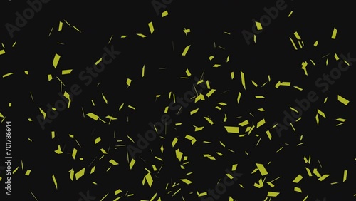 Golden Confetti Falling on Black Alpha Background