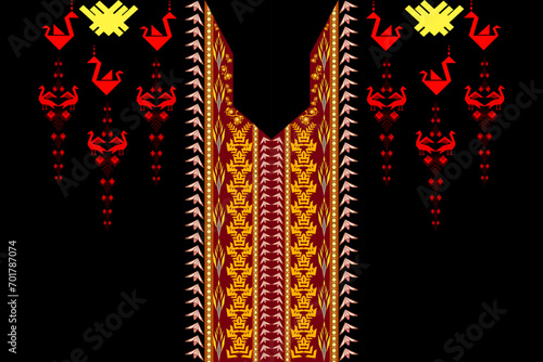 Native geometric traditional neckline pattern. 