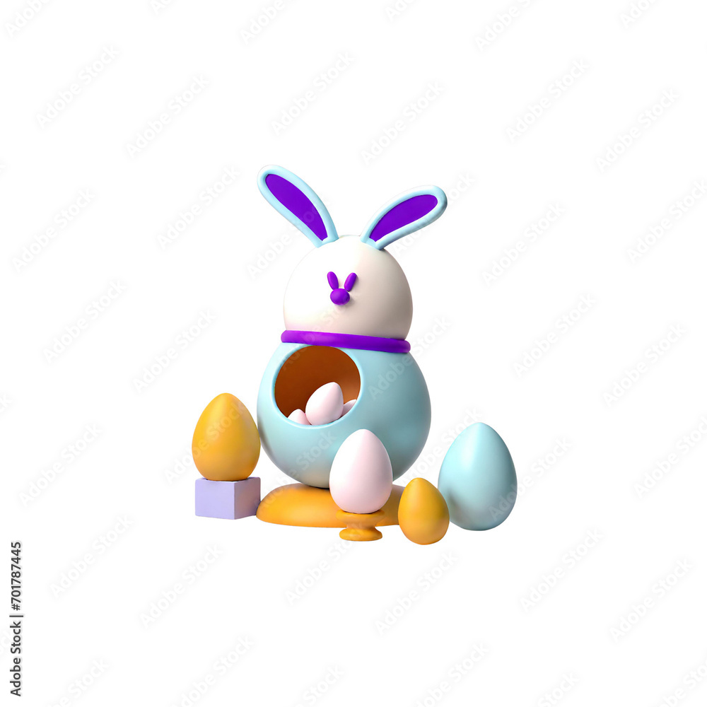 Obraz premium easter bunny with easter eggs