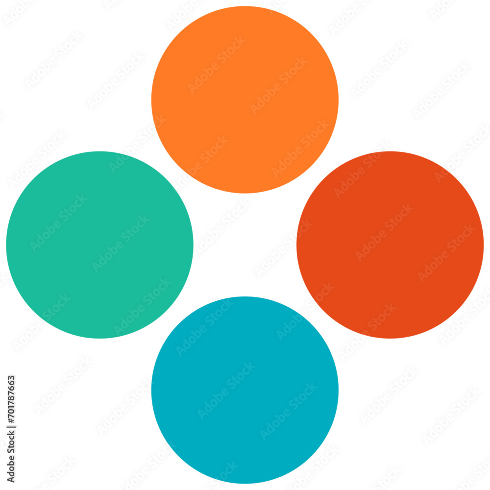 Infographic diagram with four circles elements, instances in circular radial shape. Vector illustration.