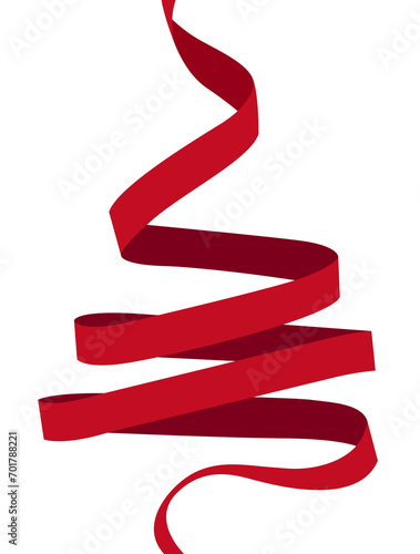 Red ribbon illustration. A ribbon is a knot used to tie bow-shaped strings and is used for gifts, decorations, accessories, and fashion.