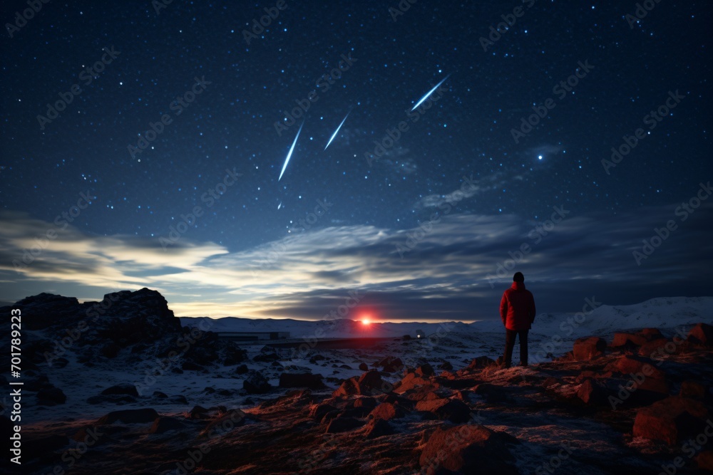 A man looking at the stars in the night sky timelapse A man looking at the stars in the night sky timelapse