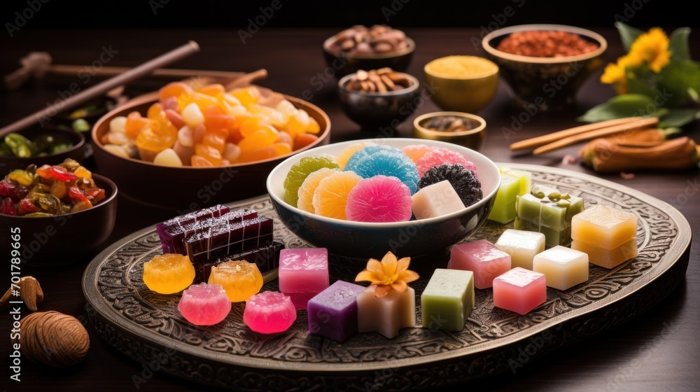 a wooden table topped with a bowl of fruit and a bowl of nuts next to a bowl of fruit and a bowl of nuts. a wooden table topped with a bowl of fruit and a bowl of nuts next to a bowl of fruit and a bowl of nuts.
