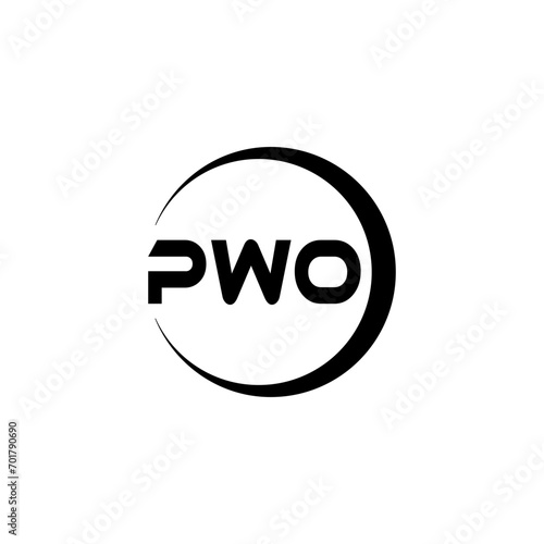 PWO letter logo design with white background in illustrator, cube logo, vector logo, modern alphabet font overlap style. calligraphy designs for logo, Poster, Invitation, etc.