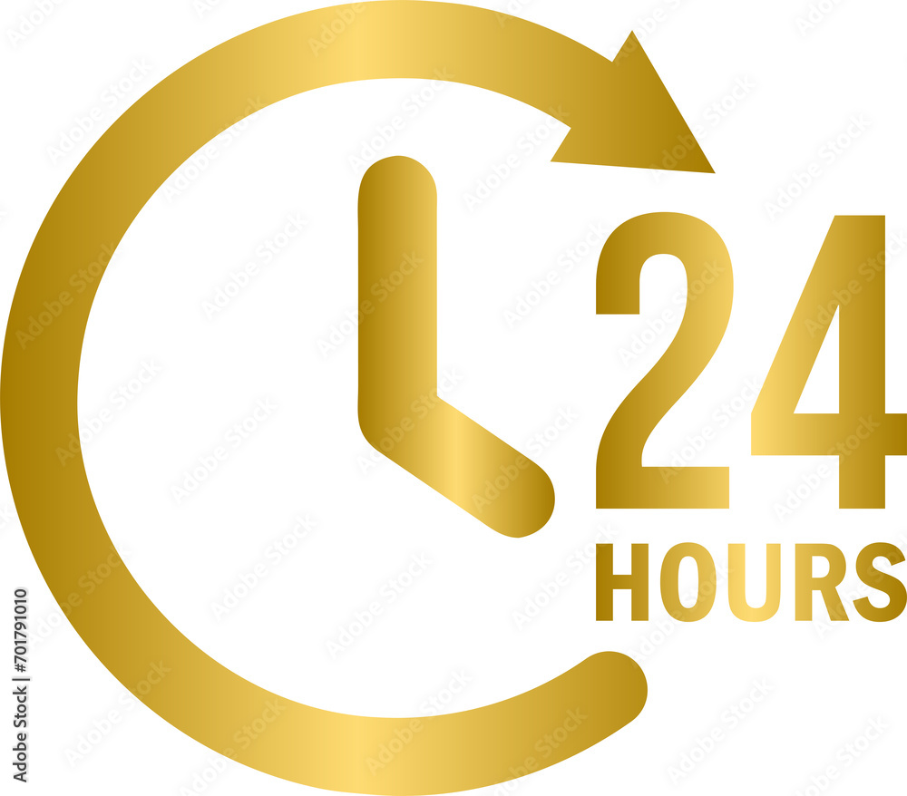Golden 24 hours service, gold colored 24/7 service icon
Golden 24 hours service, gold colored 24/7 service icon