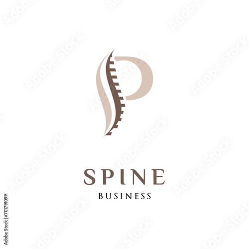 Initial Letter P Spine Icon Logo Design Template