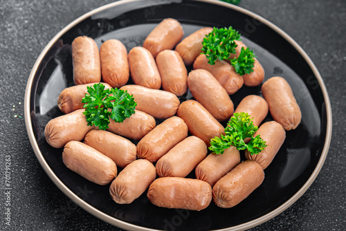 sausage fresh meat tasty eating cooking appetizer meal food snack on the table copy space food background rustic top view