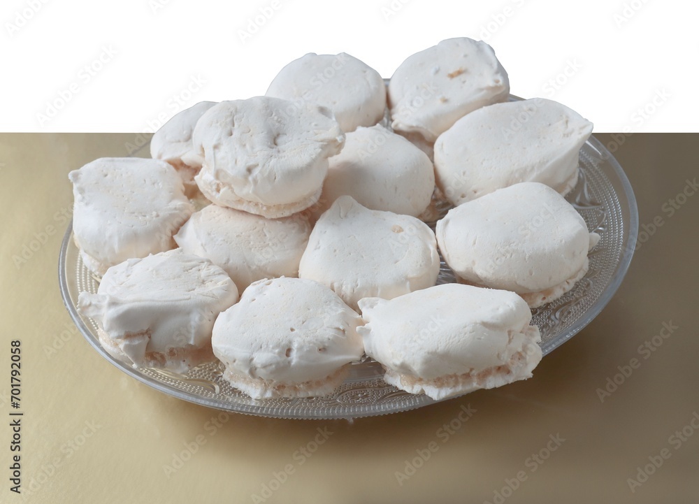 very tasty white meringue cookies close up very tasty white meringue cookies close up