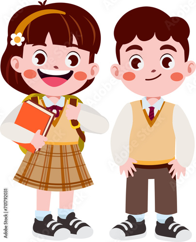Happy cute children back to school