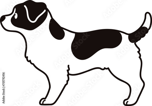 Simple and cute illustration of Jack Russell Terrier in side view with only outlines