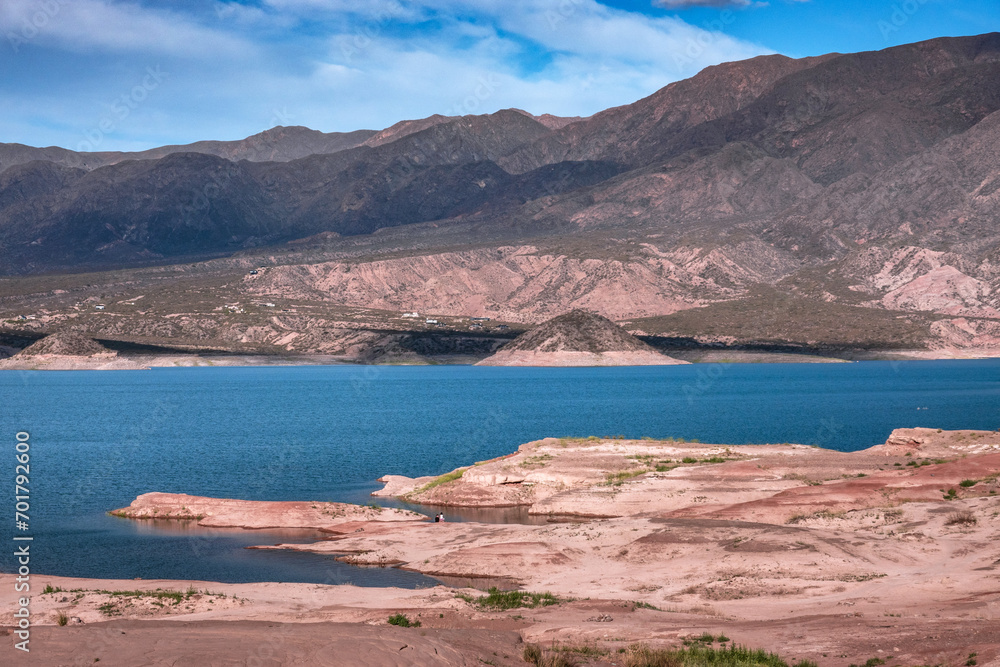Naklejka premium Reservoir Dam Potrerillos (Embalse Dique Potrerillos), Mendoza, Argentina 