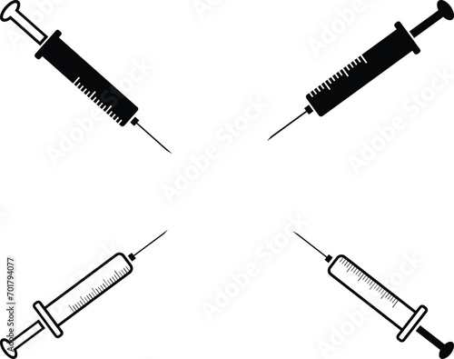 Syringe, injection icon vector, filled flat sign, solid pictogram isolated on white. Symbol, logo illustration. Pixel perfect.