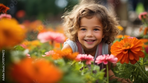 little girl with flowers