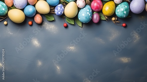 A frame for easter eggs that has been isolated and painted in blue by hand. photo