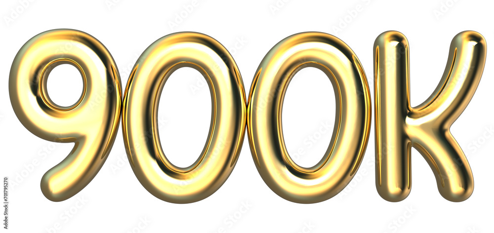 900K Followers Number Balloon 3D Render