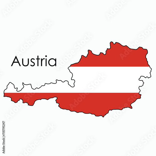 Outline drawing of Austria flag map.