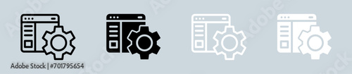 Configuration icon set in black and white. Setting signs vector illustration.