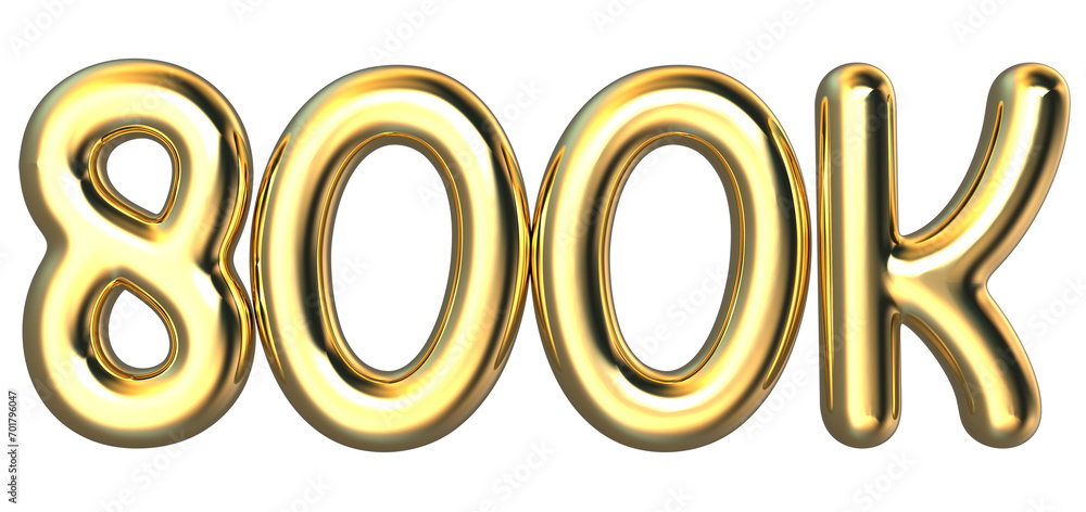 800K Followers Number Balloon 3D Render