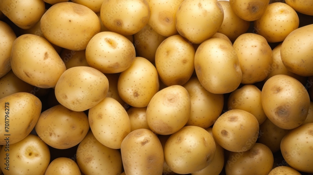 a pile of potatoes sitting next to each other on top of a pile of other potatoes on top of a table. a pile of potatoes sitting next to each other on top of a pile of other potatoes on top of a table.