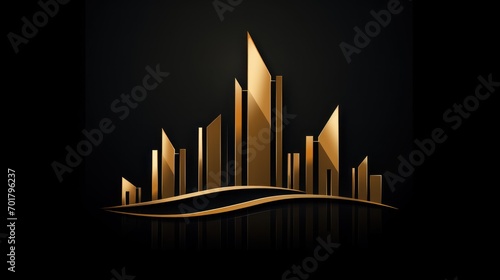  Black Gold Real Estate Logo. Construction Architecture Building Logo Design Template 