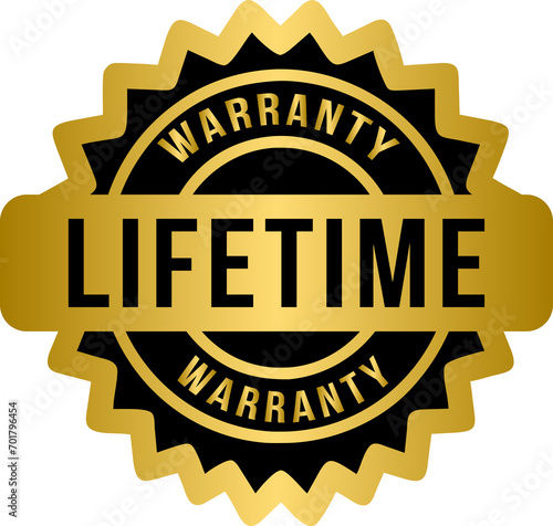 Lifetime Warranty Golden Seal Stamp, gold lifetime warranty label, badge, stamp
