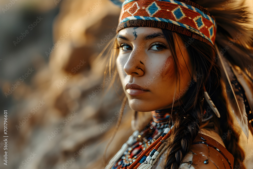 November is National Native American Heritage Month, which serves as a reminder of the historical and cultural significance of beautiful traditional Native American with feathers background,