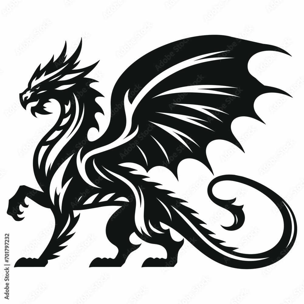 Chinese New Year symbol. Black dragon Vector on a white background Chinese New Year symbol. Black dragon Vector on a white background