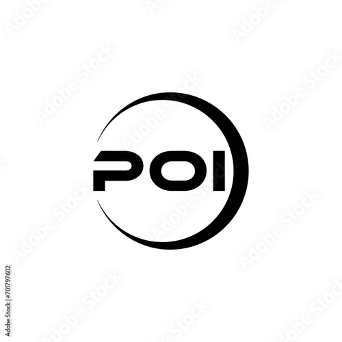 POI letter logo design with white background in illustrator, cube logo, vector logo, modern alphabet font overlap style. calligraphy designs for logo, Poster, Invitation, etc. photo