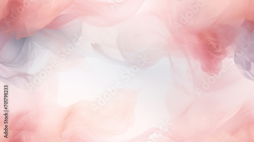  a blurry image of pink and purple flowers on a white background with a light blue sky in the background.