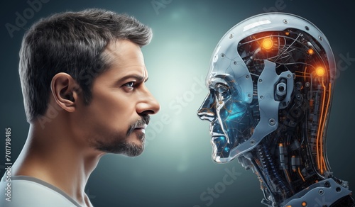 Man Confronts the Robotic Revolution: A Glimpse into AI Future