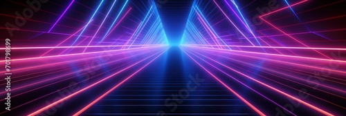 Neon lines New Retro Wave background with 80s dusty vhs style