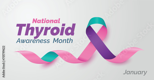 National Thyroid Awareness Month Banner. Observed in the month of January every year.