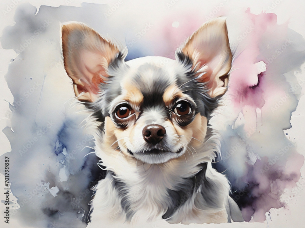 Vector watercolor drawing style of dog with flower  ai image 