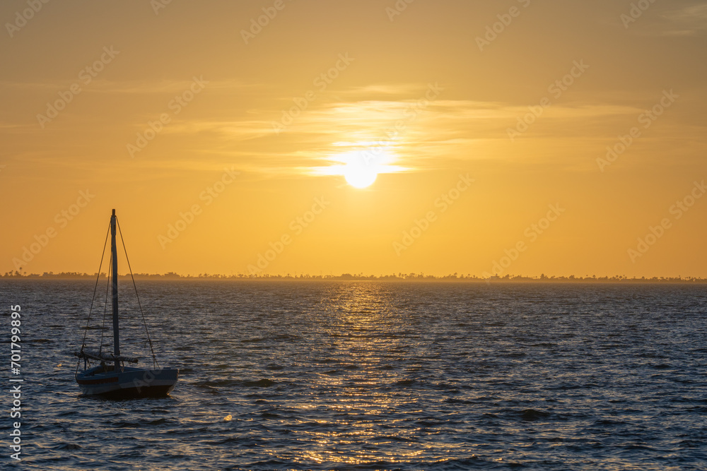 Sunset over Kerkennah - Tunisian archipelago in the Mediterranean Sea