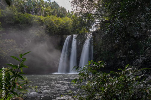 Long Exposure view of Leon Waterfall  Cascade Leon  located in the south of Mauritius island