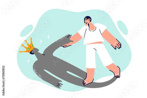 Selfish man helps to lift own shadow in crown, developing self-esteem and self-confidence