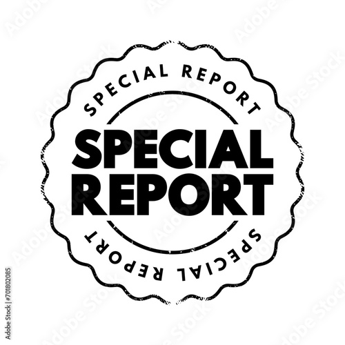 Special Report - short review-style articles that summarize a particular niche area, text concept stamp