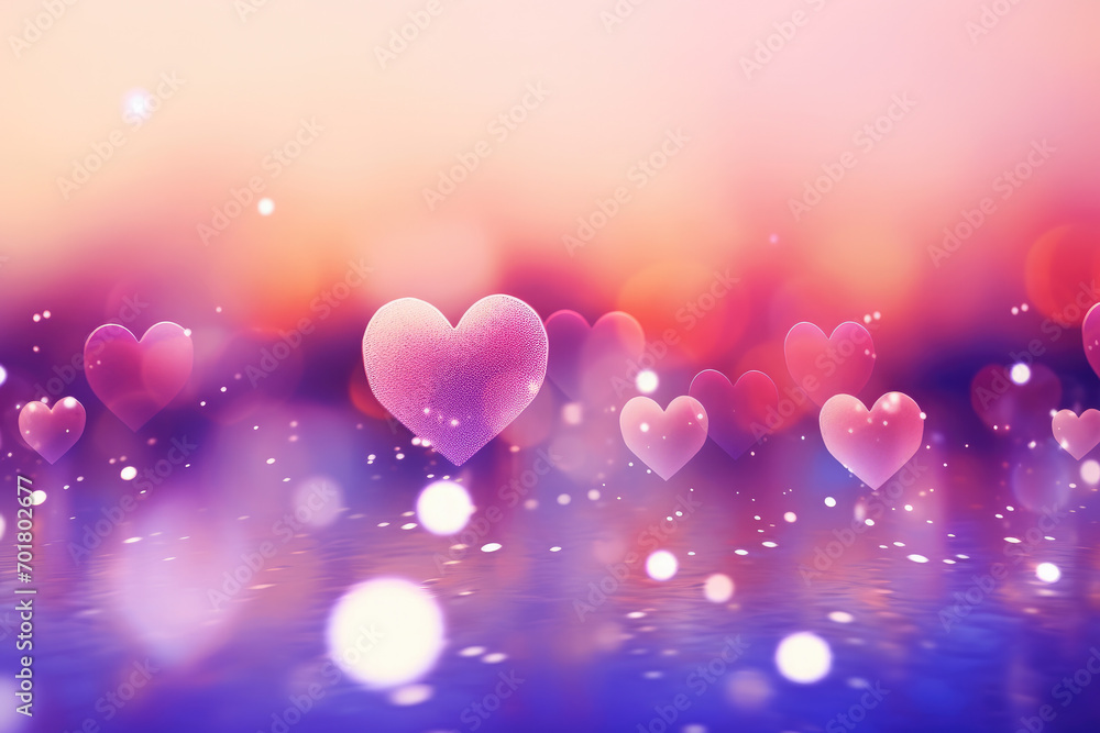 Abstract beautiful hearts in pink and purple color for Valentine's Day, bokeh. Space for text Abstract beautiful hearts in pink and purple color for Valentine's Day, bokeh. Space for text