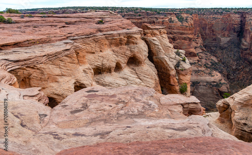 Desert landscape, view of red eroded rocks, Canyon de Chelly National Monument, Arizona