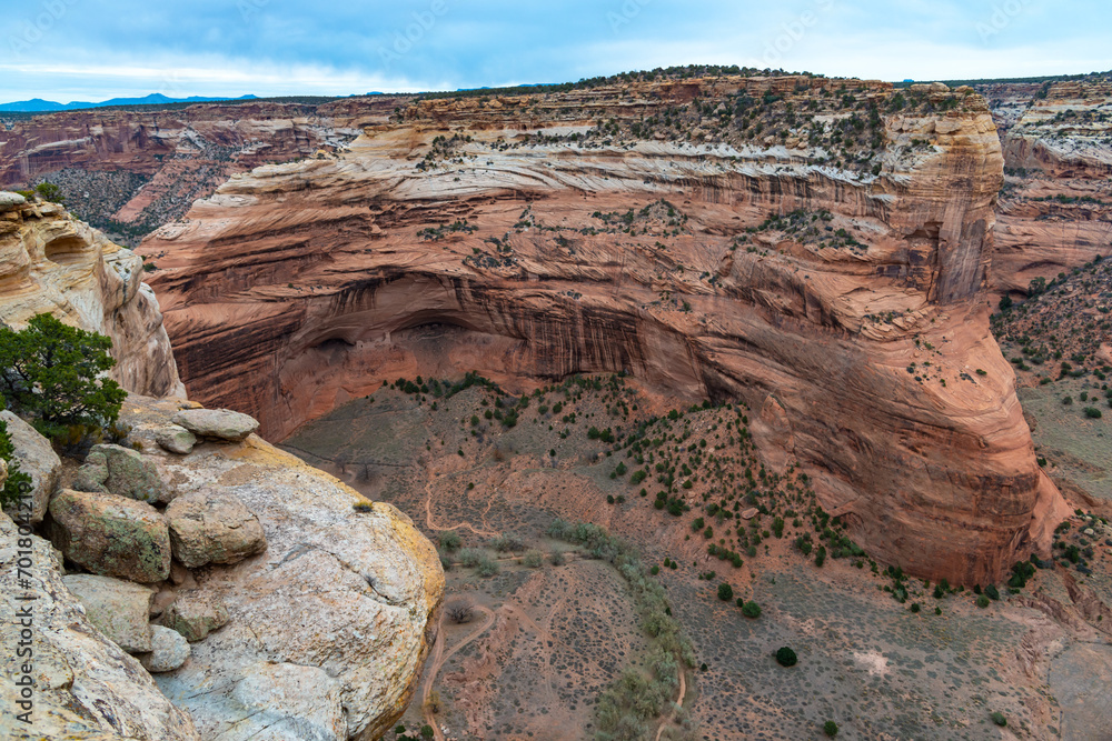 Desert landscape, view of red eroded rocks, Canyon de Chelly National Monument, Arizona