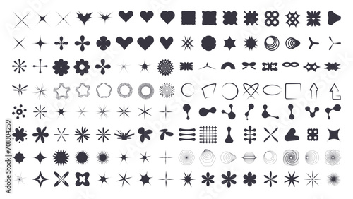 Y2k elements retro set. Collection of different shapes for nostalgic design.