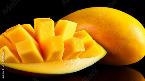 Ripe mango fruit isolated on white background. Generative Ai