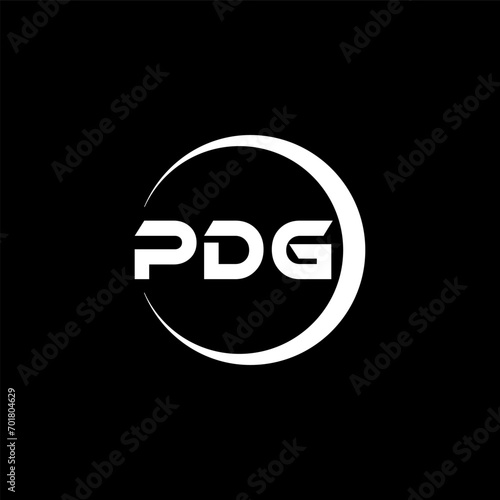 PDG letter logo design with black background in illustrator, cube logo, vector logo, modern alphabet font overlap style. calligraphy designs for logo, Poster, Invitation, etc.