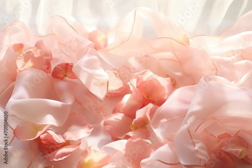 Rose petals on a gauze veil photo