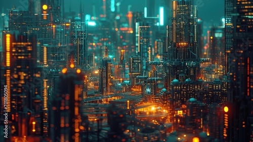 Luminous Night City with Virtual Elements