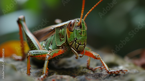 Green Grasshopper Close-Up in Nature © sahar