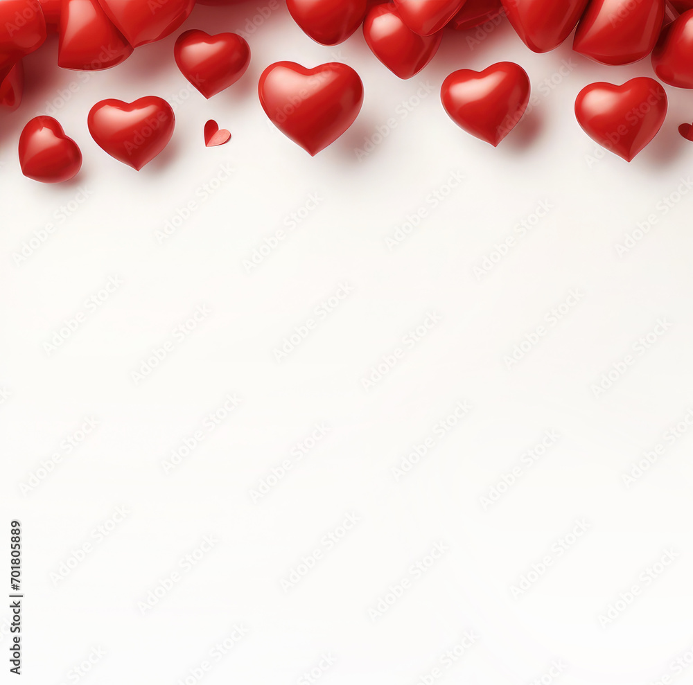 Beautiful background with hearts for Valentine's Day with empty space for text. Festive banner. Top view