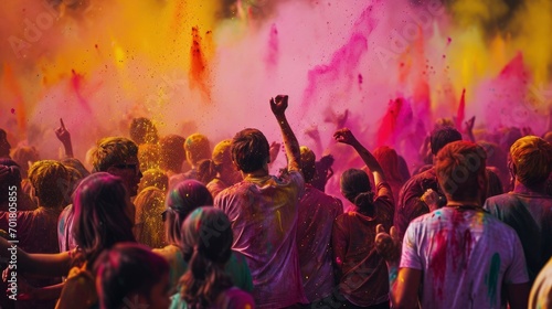 People celebrating for holi festival of colour in nepal, india illustation design