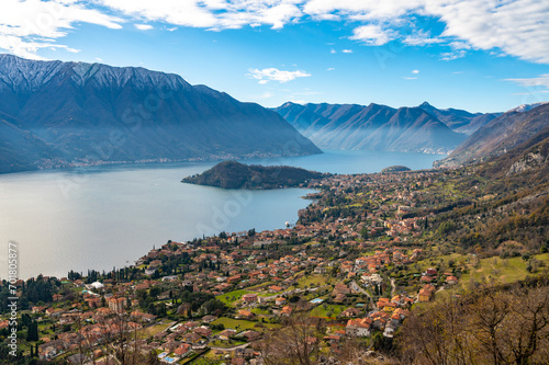 Lake Como, Bellagio, Tremezzo and the mountains above, from Tremezzo.
 photo