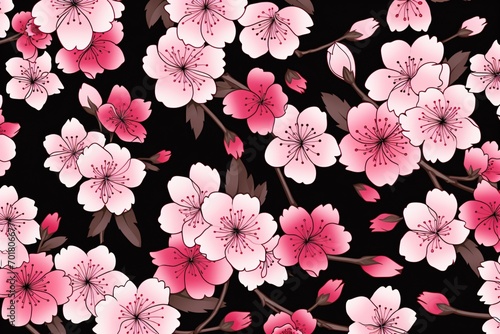 Japanese cherry blossom 2d print pattern for textile and fabric